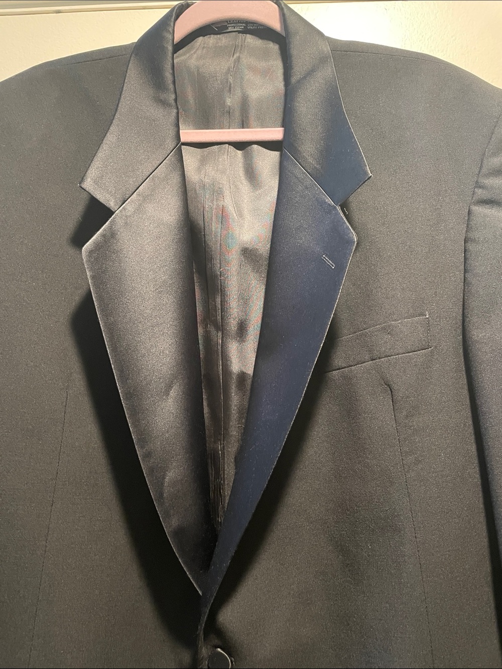 Oscar de la Renta Black Satin Notch Lapel Tuxedo Jacket - Picture 3 of 16